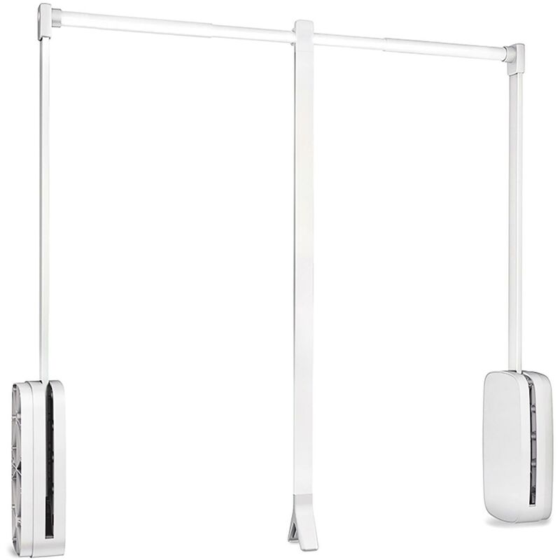 

Colgador abatible para armario, regulable 830-1.150 mm, hasta 12 Kg, Acero, Blanco Cromado - Blanco - Emuca