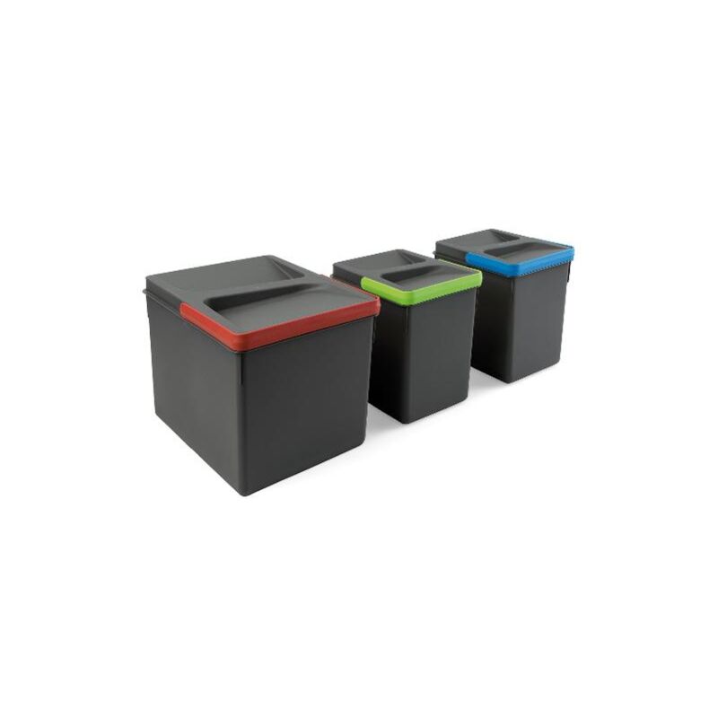 

EMUCA contenedores para cajón de cocina recycle, altura 216, 1x12 + 2x6, plástico gris antracita, plástico