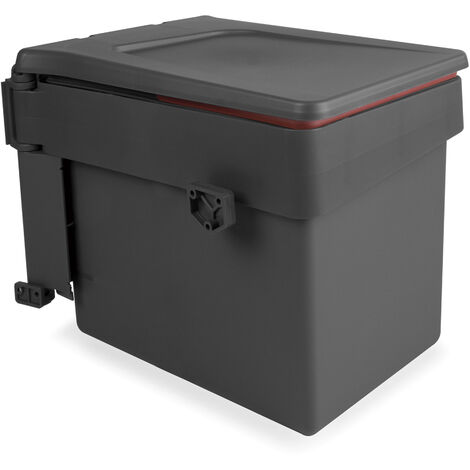Emuca - Poubelle de recyclage, fixation inférieure, extraction et couvercle automatique, 2 conteneurs de 14 litres
