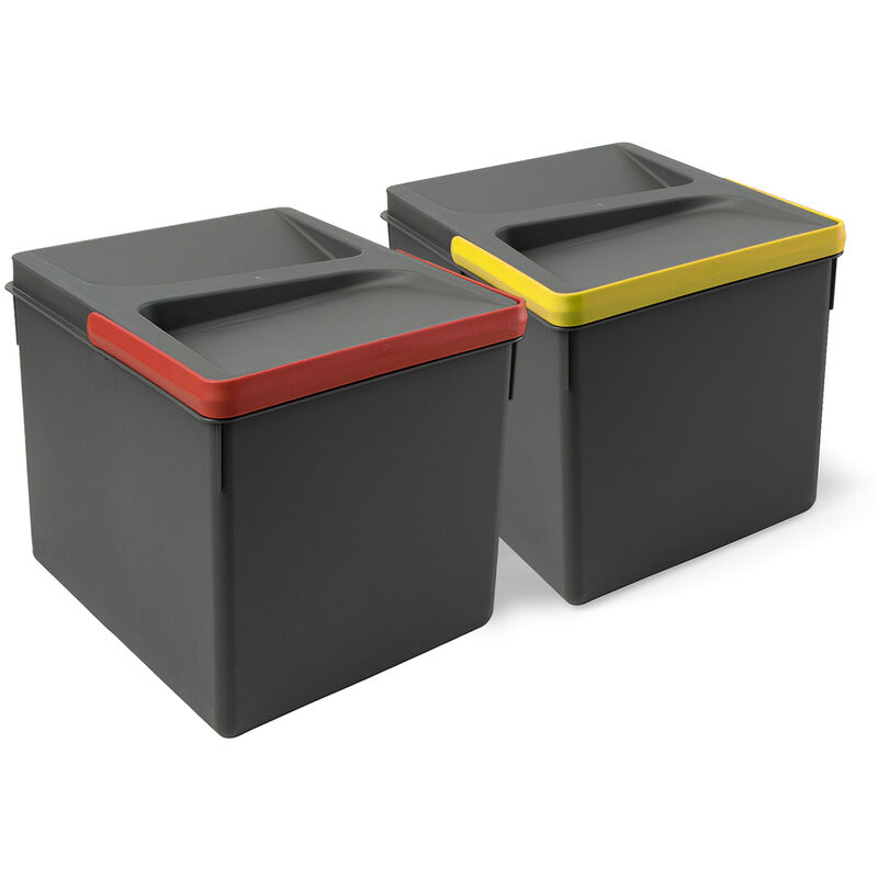 Image of Kit di contenitori per la raccolta differenziata per cassetti da cucina Recycle Altezza Recycle 216 mm, 2x12 lt, Grigio antracite Tecnoplastica