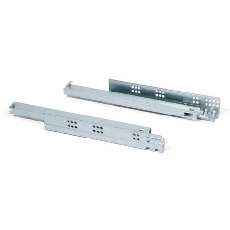 Emuca – Coulisses invisibles Slippe pour tiroirs à sortie totale – Fermeture amortie – Acier zingué – Longueur 240 mm