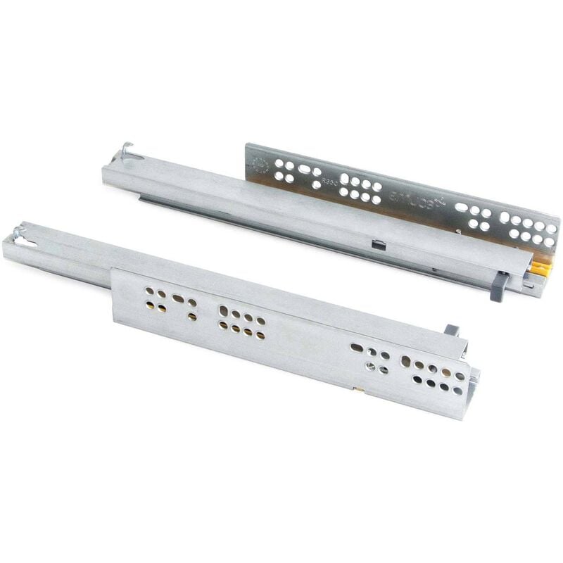 Emuca - Coulisses invisibles pour tiroirs à sortie totale avec fermeture amortie Silver