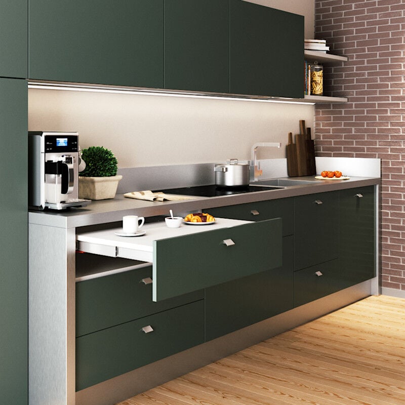 Emuca - 2045069 Coulisses de table télescopique Shot, Aluminium, Inox anodisé