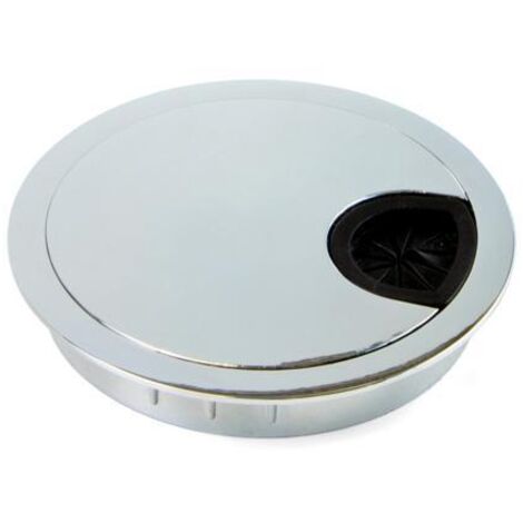 Emuca Couvercle passe-câbles circulaire, D. 80 mm, à encastrer, Zamak, Chromé - talla