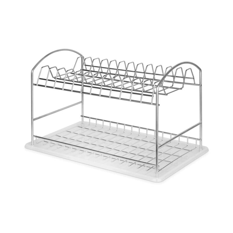 Emuca - Egouttoir à vaisselle Suprastar en acier chromé avec plateau en plastique blanc, 435 x 270 x 275 mm