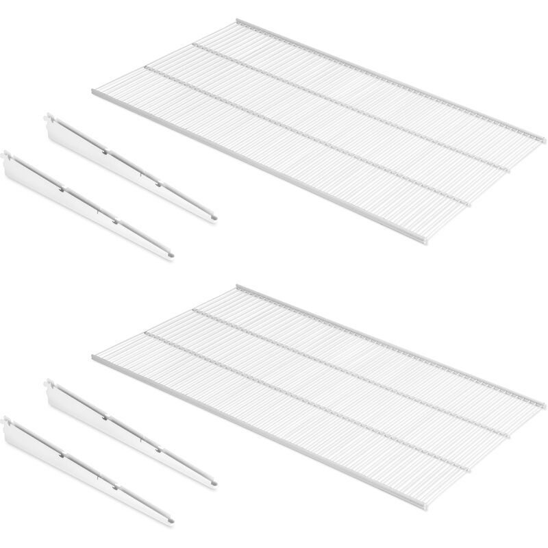 Lot de 2 étagères en fil et supports Jagmet, Acier, Peint en blanc - Emuca