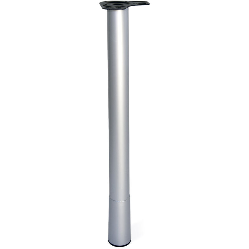 Image of Gambe per tavolo Conus, diametro 60mm, h regolabile 687-800mm, Acciaio e Tecnoplastica, Verniciato alluminio - Verniciato alluminio - Emuca