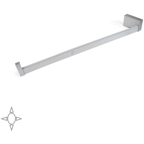 Emuca Garderobenstange mit LED-Licht Castor mit abnehmbarer Batterie und Bewegungssensor, L558mm, Kunststoff und Aluminium, Metallic grau