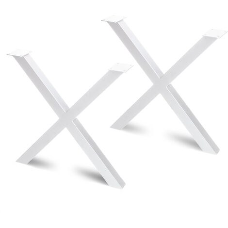 Emuca – Pieds de table en croix 2040212 – Acier peint blanc – Hauteur 695mm – Charge 80kg par pied – Montage simple avec vis fournies