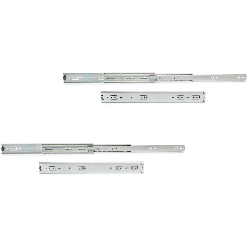 Emuca Lot de 4 jeux de coulisses de tiroir sur roulement à billes pour charges lourdes, sortie totale, hauteur 51mm, profondeur 600mm, Acier, Zingué