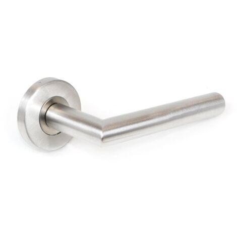 Emuca Jeu de Garniture intérieure de poignée de porte, avec rosace D.53mm, Modèle L droite, Acier inoxydable, nickelé