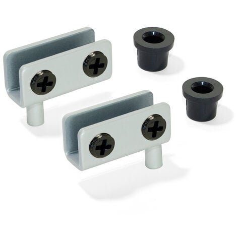Emuca Juego de bisagras interiores para puerta cristal, 4-6mm espesor, Acero, Gris metalizado