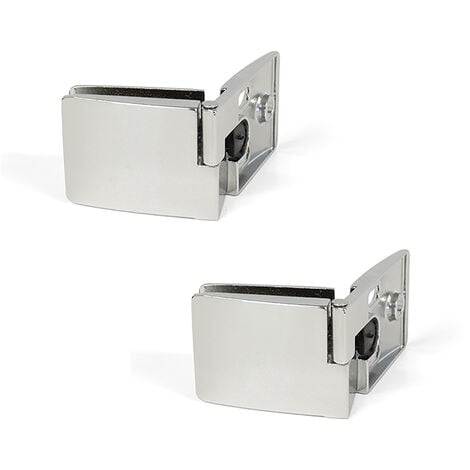 Emuca Juego de bisagras para puerta cristal, central, 4-5mm espesor, Zamak, Cromado brillo
