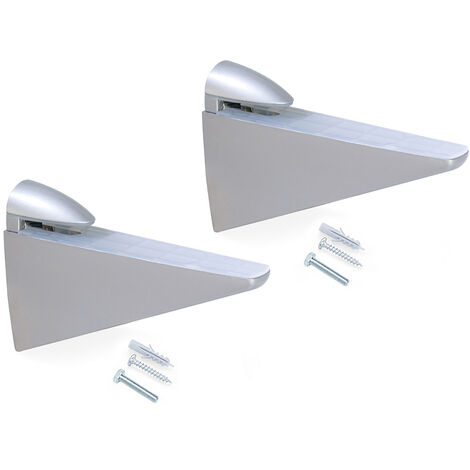 Emuca Juego de soportes para estante de madera o cristal Halcon, Plástico y Zamak, Pintado aluminio