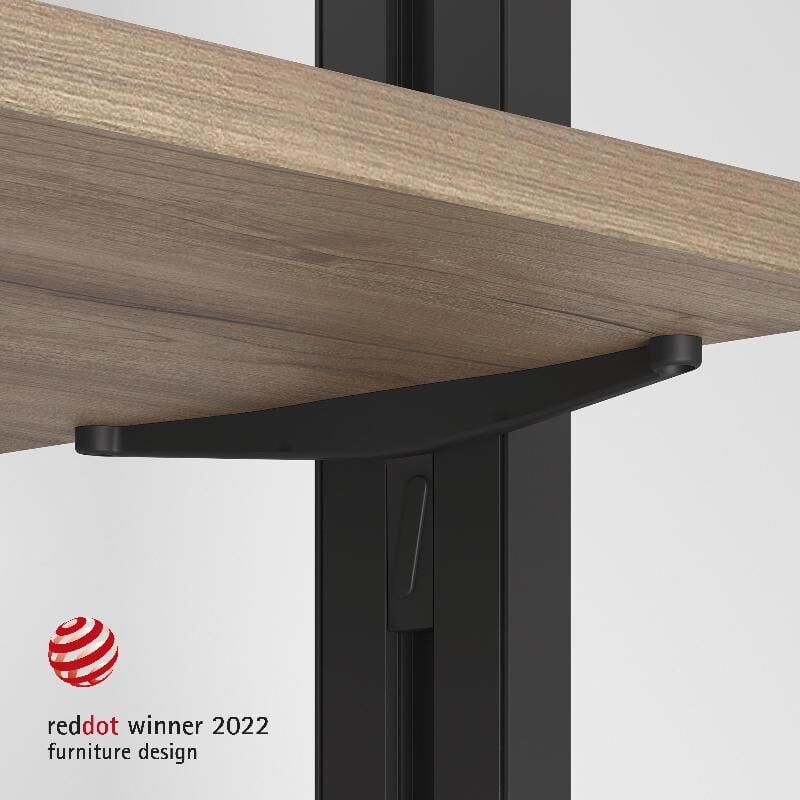 

Juego de soportes para estantes de madera, Zamak, Negro texturizado, 5 juegos