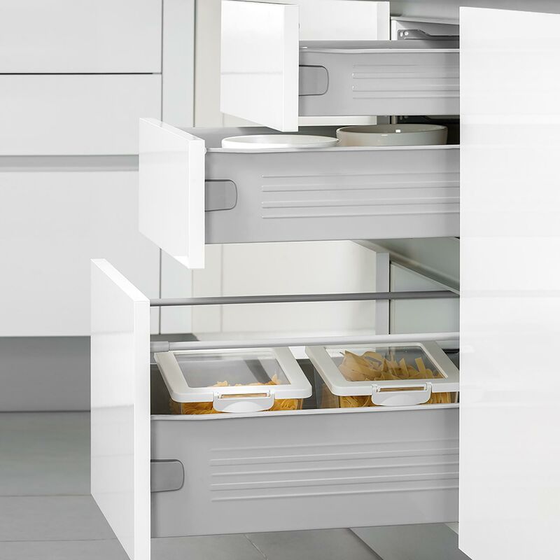 

EMUCA kit cajón de cocina ultrabox, altura 86 mm, prof. 270 mm, acero, gris metalizado, 10 ud.