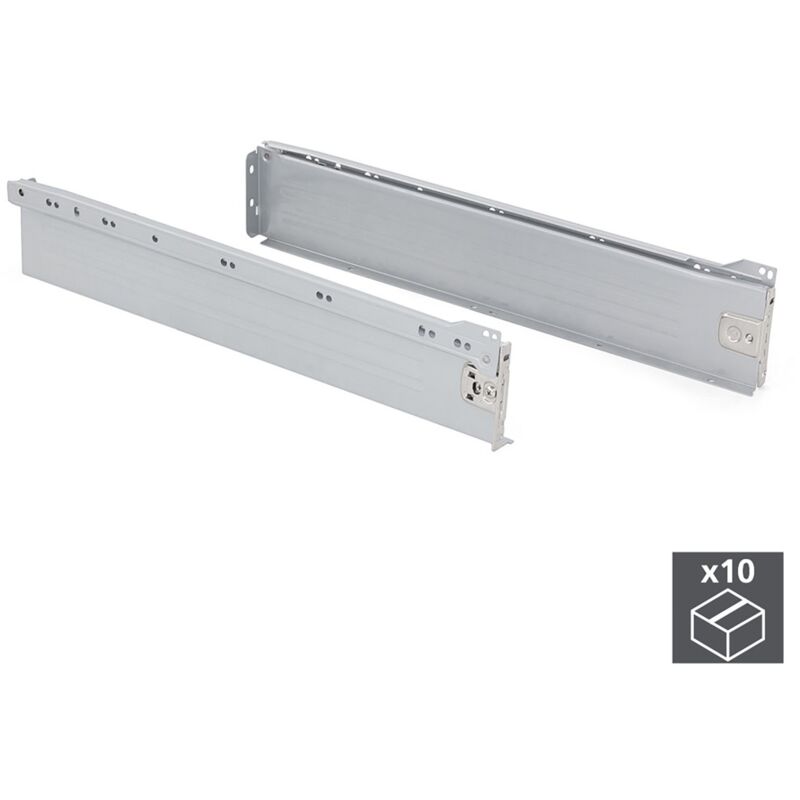 

Kit de cajón para cocina y baño Ultrabox H 86 x Prof. 500 mm Gris metalizado 10 unidades - Emuca