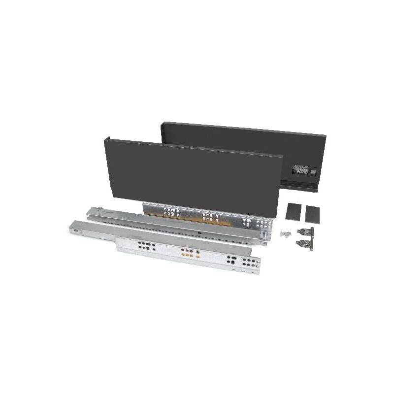 

Kit cajón Vertex de cocina o baño, altura 131 mm, prof. 300 mm, 40 Kg, cierre suave, Acero, Gris antracita
