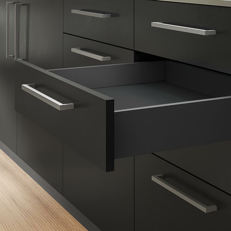 

Kit cajón Vertex de cocina o baño, altura 131 mm, prof. 400 mm, 40 Kg, cierre suave, Acero, Gris antracita