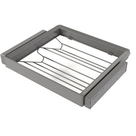 Emuca Kit  cassetto portascarpe e telaio regolabile Quartz per armadi, chiusura ammortizzata e estrazione totale,, modulo 60 cm, finitura Titanio