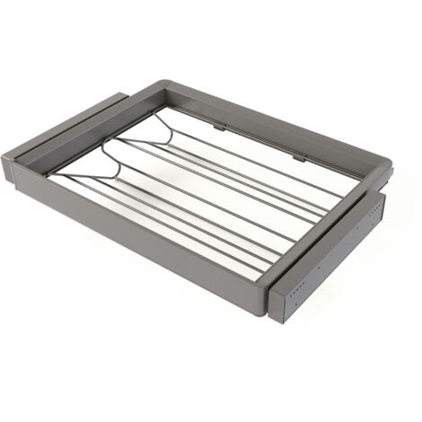 Emuca Kit  cassetto portascarpe e telaio regolabile Quartz per armadi, chiusura ammortizzata e estrazione totale, modulo 70 cm, finitura Titanio