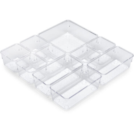 Emuca Kit da 10 cubi organizer Cube per cassetti, plastica, trasparente