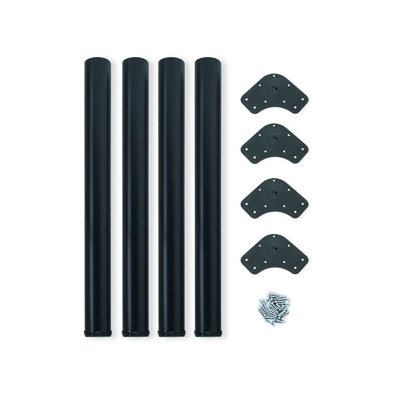 2034214 Lot de 4 pieds de table, diamètre 60mm, h 830mm, Acier, Peint en noir - Emuca