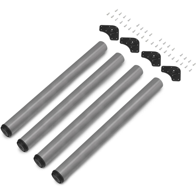 Lot de 4 pieds de table, diamètre 60mm, h 710mm, Acier, Aluminium peint - Emuca