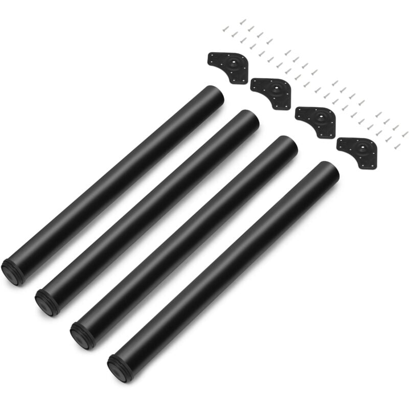 Lot de 4 pieds de table, diamètre 60mm, h 710mm, Acier, Peint en noir - Emuca