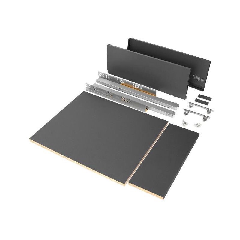 

kit de cajón para cocina o baño vertex de altura 178 mm con tableros incluidos, 450, gris antracita, varios - Emuca