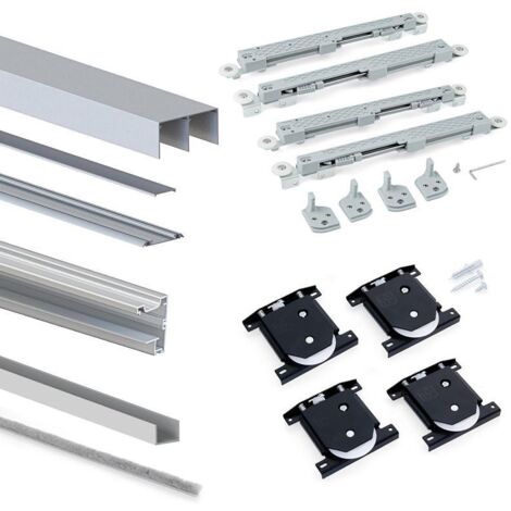Emuca Kit de herrajes 90 aluminio anodizado para puertas correderas