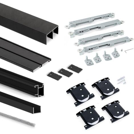 Emuca Kit de herrajes negro montaje armarios