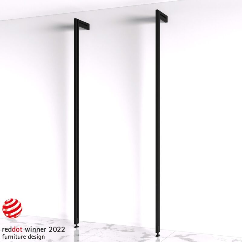 

kit estructura modular zero con herrajes y perfiles para montaje en l, 2 perfiles, pintado negro texturizado - Emuca