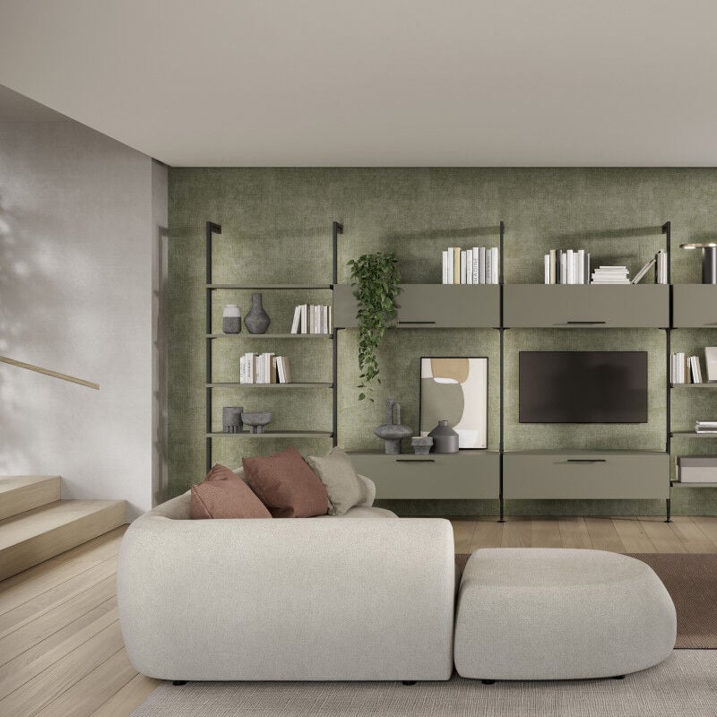 Emuca - 7022054 Lot de 2 cadres Zero avec quincaillerie et profilés pour montage au sol et au mur avec niveleur pectangulaire, Al