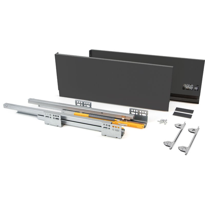 Tiroir extérieur Concept 30kg hauteur 138mm, profondeur350mm, Acier, Gris antracite - Emuca