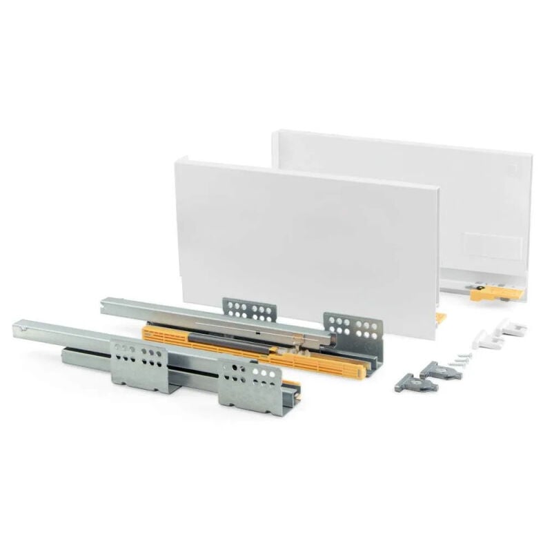 Emuca - Kit de tiroir avec amortie, hauteur 185 mm, longueur 500 mm, blanc