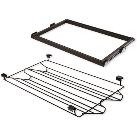 Emuca Kit de zapatero metálico y bastidor de guías para armarios Moka, cierre suave, regulable, módulo de 800mm, Acero y aluminio, Color moka -