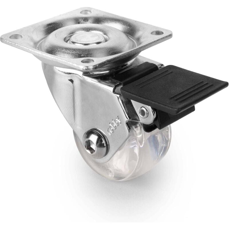 Emuca - Roulette transparente avec platine de montage Slip (Lot de 4)