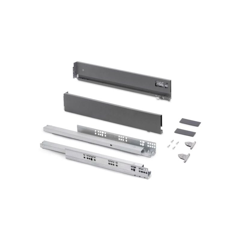 Emuca - Tiroir extérieur Vertex avec réglages 3D hauteur 83mm, 40kg, profondeur 450mm, Acier, Gris antracite - talla