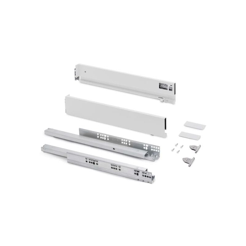 Emuca - Tiroir extérieur Vertex avec réglages 3D hauteur 83mm, 40kg, profondeur 450mm, Acier, Peint en blanc - talla