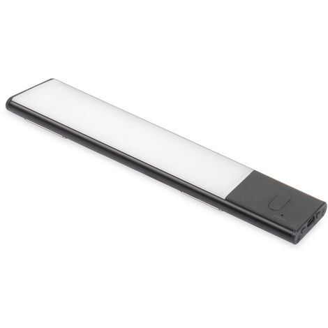 Emuca Lampada LED ricaricabile con USB Kaus Black con sensore di prossimità, L240mmPlastica e Alluminio, Verniciato nero