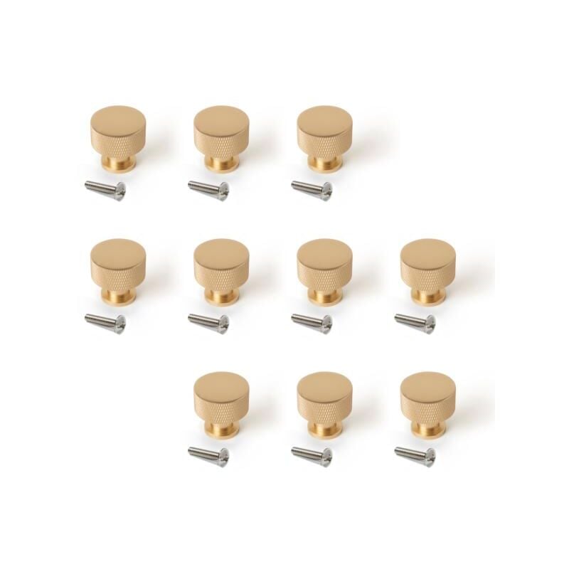 Emuca - Lot de 10 boutons pour meubles Argos, diamètre 30mm, Aluminium, Or - talla