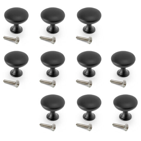 Emuca Lot de 10 boutons pour meubles Cancún, diamètre 30mm, Zamak, Peint en noir