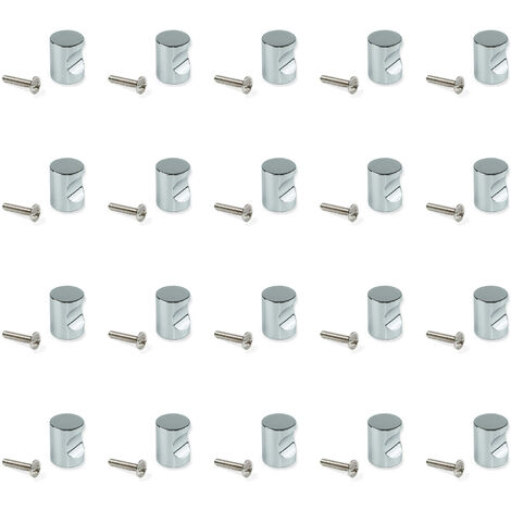 Emuca – Lot de 20 boutons de meuble Panama 20mm – Zamak chromé – Vis de montage M4 x 25mm – Pour façades de tiroirs et portes d’armoire