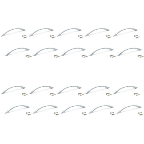 Emuca – Lot de 20 poignées pour meubles Bombay 160mm – Entraxe 128mm – Zamak finition nickel satiné – Installation horizontale ou verticale