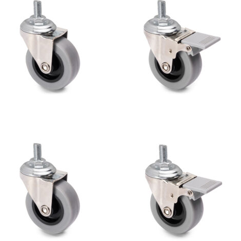 10pcs mini roulettes en caoutchouc souple avec plaque métallique et vis