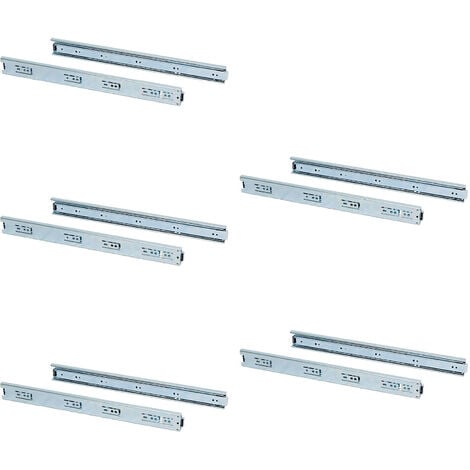 Emuca Jeu de coulisses à billes pour tiroir à sortie totale, hauteur 45mm, longueur 400mm, Acier, Zingué - talla