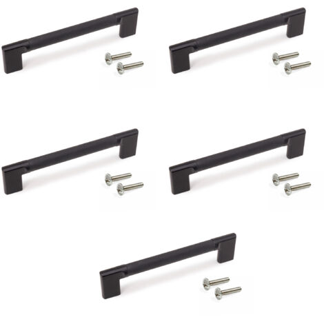 Emuca Lot de 5 poignées pour meubles Sofia, L189mm, entraxe 160mm, Aluminium , Peint en noir