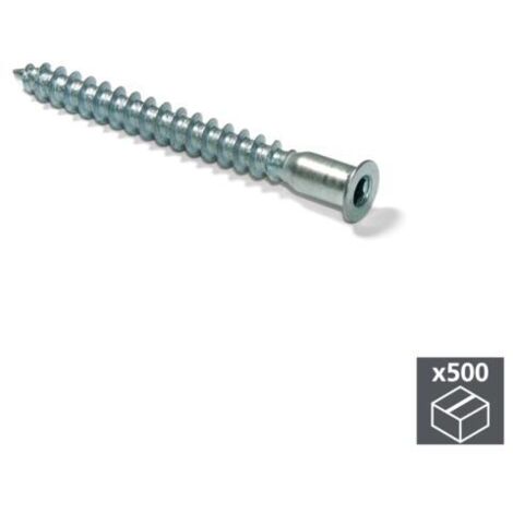 Emuca – Lot de 500 vis autotaraudeuses 5 mm – Acier zingué haute résistance – Longueur 50 mm – Pré-perçage 3 mm pour assemblage efficace