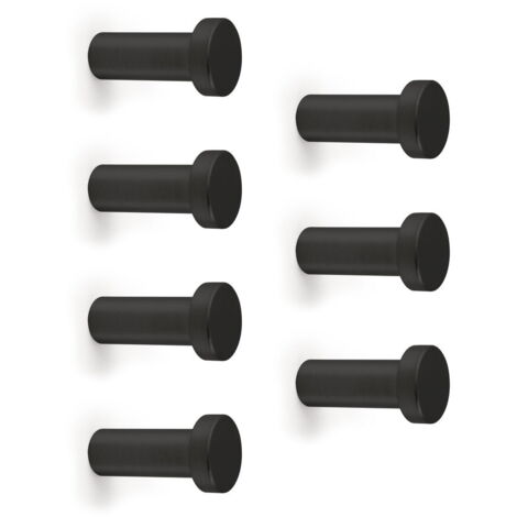 Emuca – Lot de 7 cintres muraux en zamak finition noir – Longueur 14 cm – Pour espaces confinés – 7200214